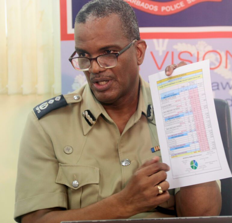 gives details on the latest crime statistics during a press conference at Police Headquarters in October 2025. 