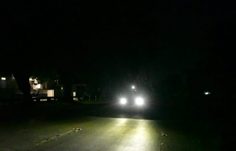Stretches of the Mighty Grynner Highway in Barbados are very dark at night despite the presence of many businesses and pedestrians.